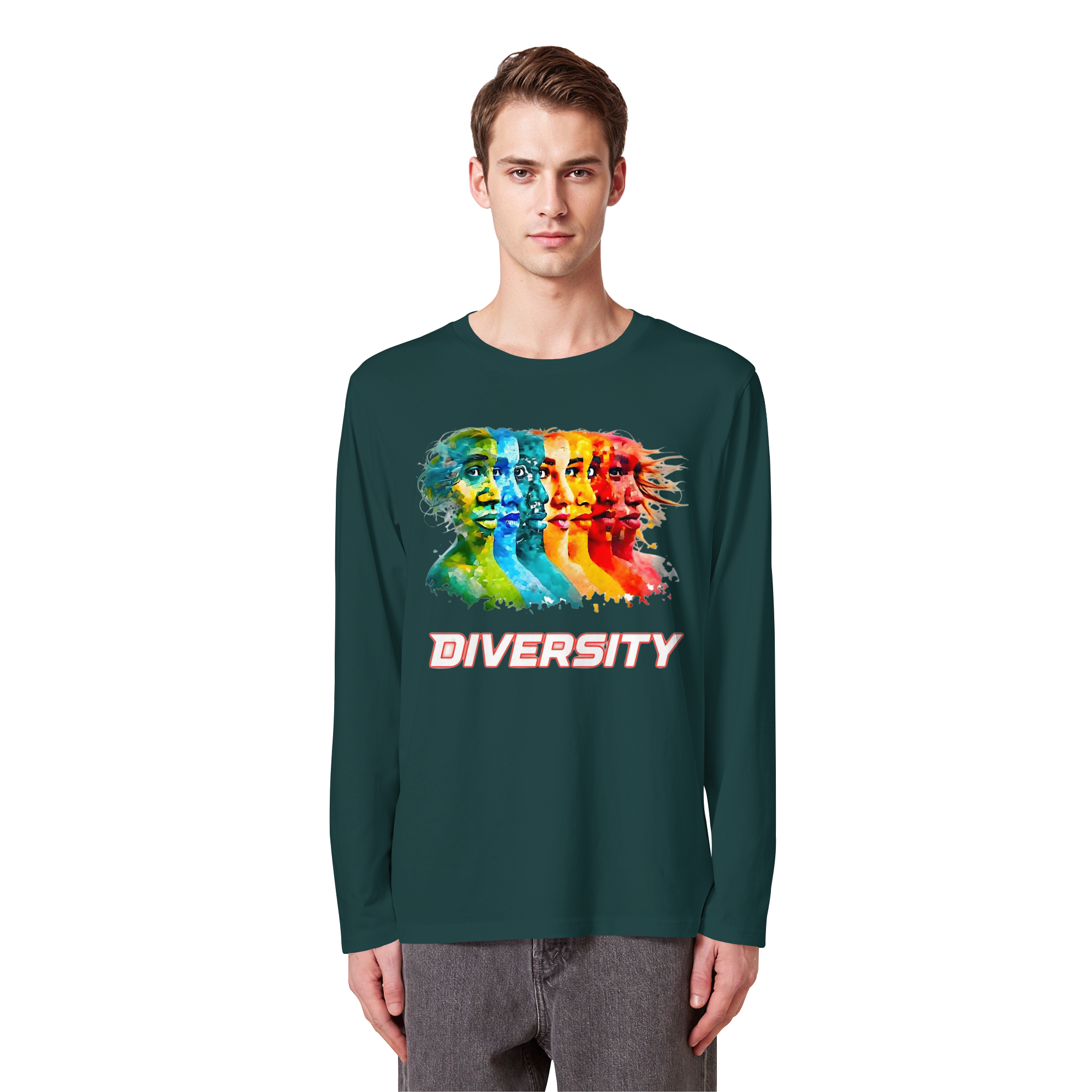 Diversity Sweatshirt | Sei Du Selbst, Strahlend & Einzigartig 4 Farben S-5XL - Bio Langarm-T-Shirt