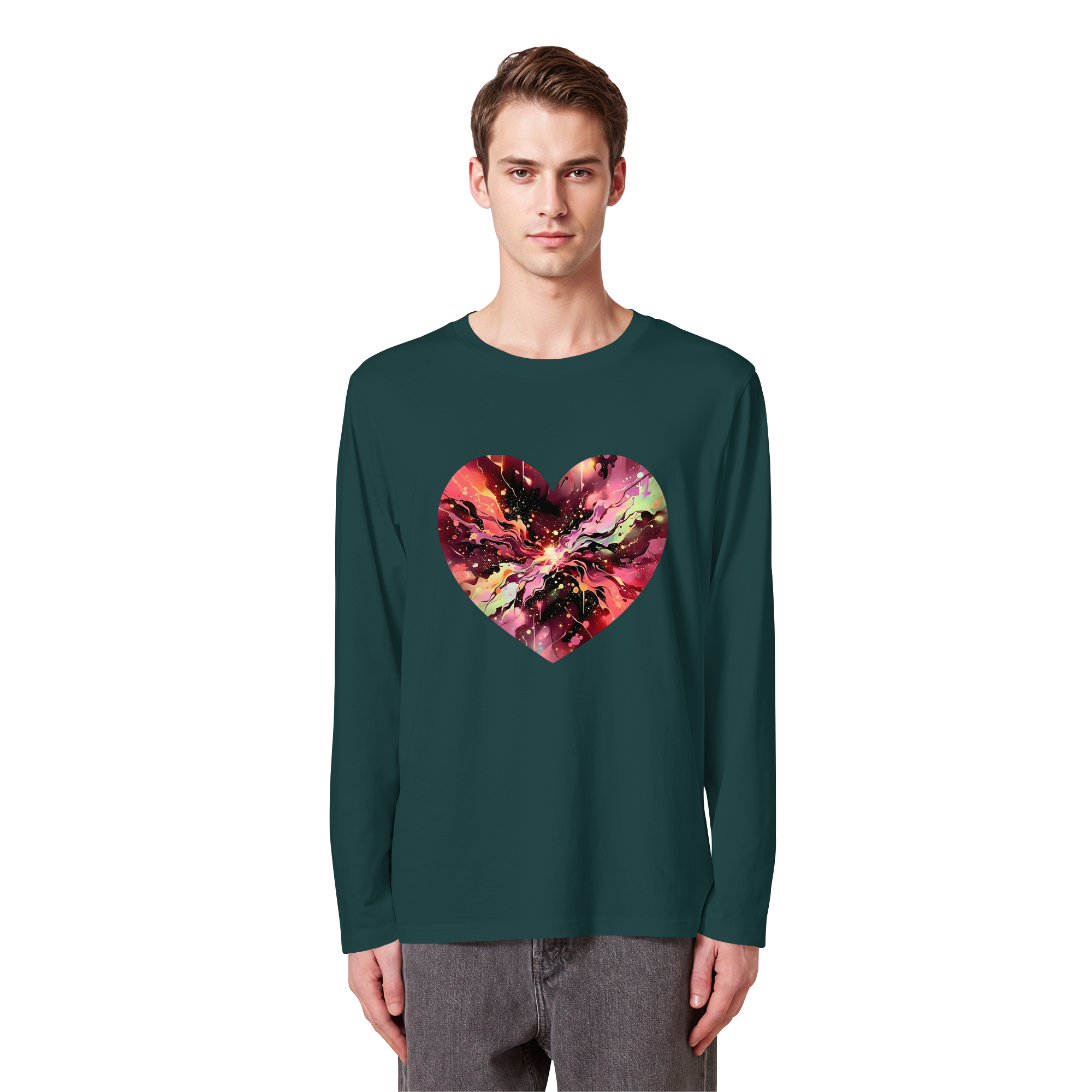 Cosmic Love Heart Sweatshirt 6 Colors S-3XL - Organic Longsleeve T-Shirt
