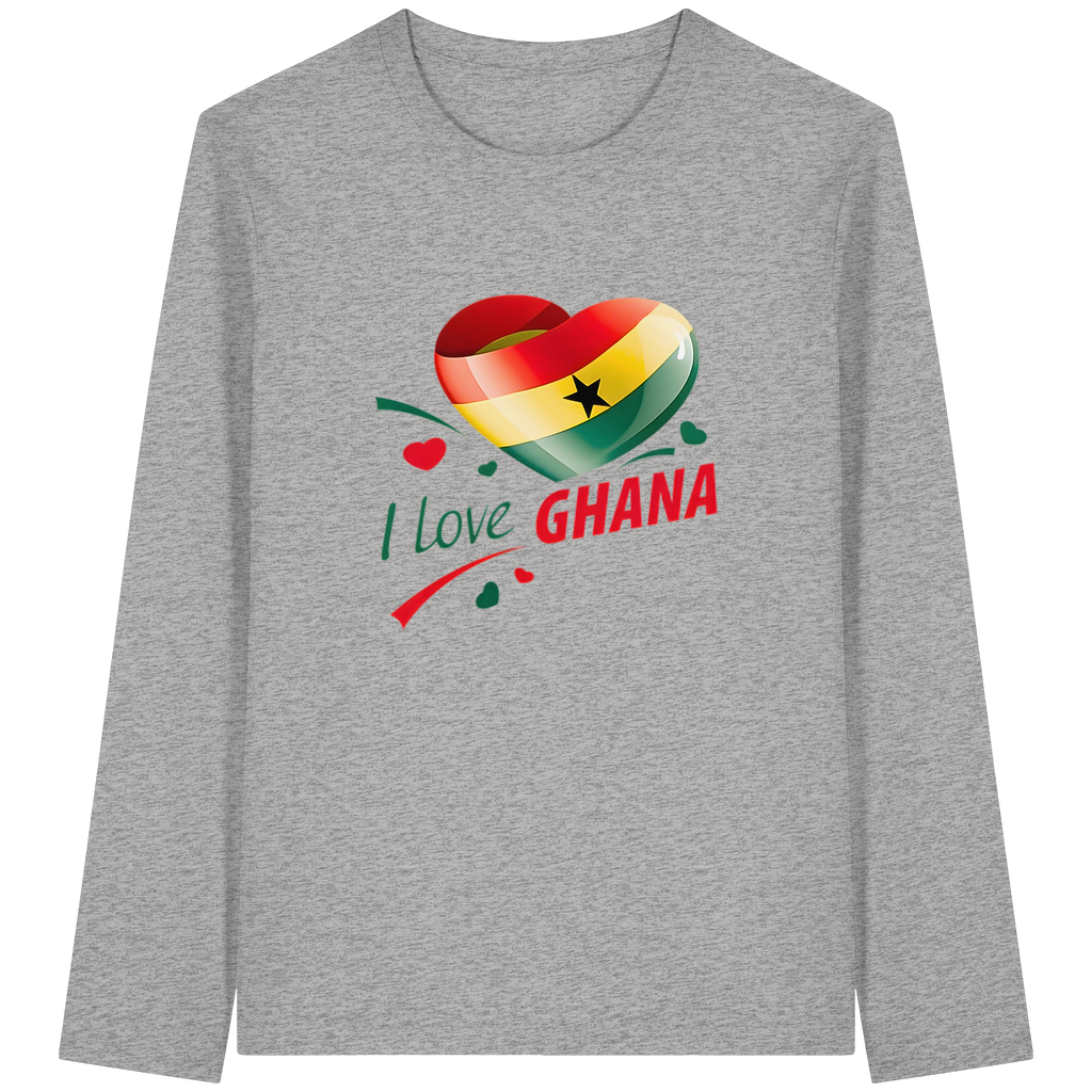 I Love Ghana Sweatshirt | Flag Heart Design | 4 Colors, Sizes S-5XL