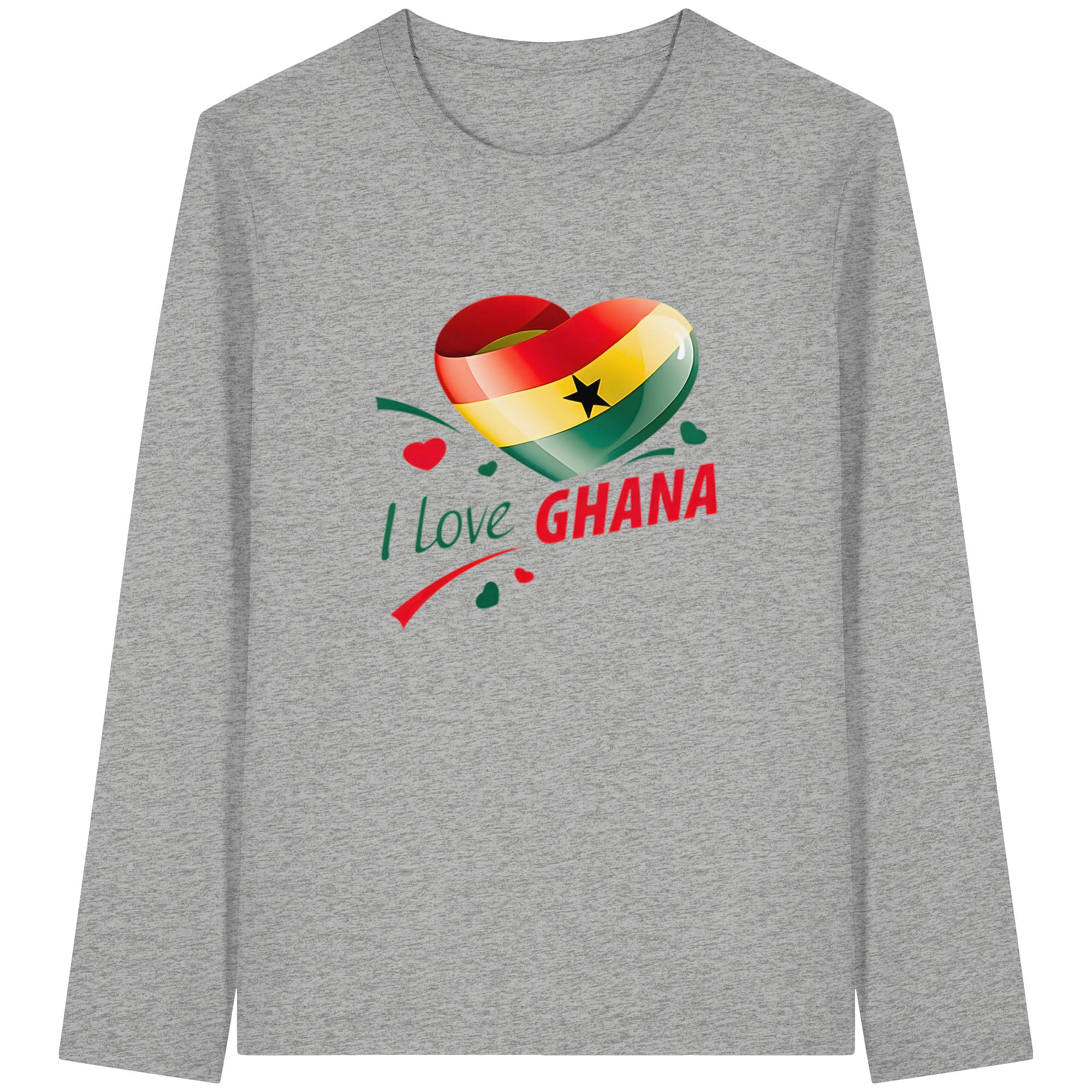 Ich liebe Ghana Sweatshirt | Flaggen-Herz-Design | 4 Farben, Größen S-5XL – Bio-Langarmshirt