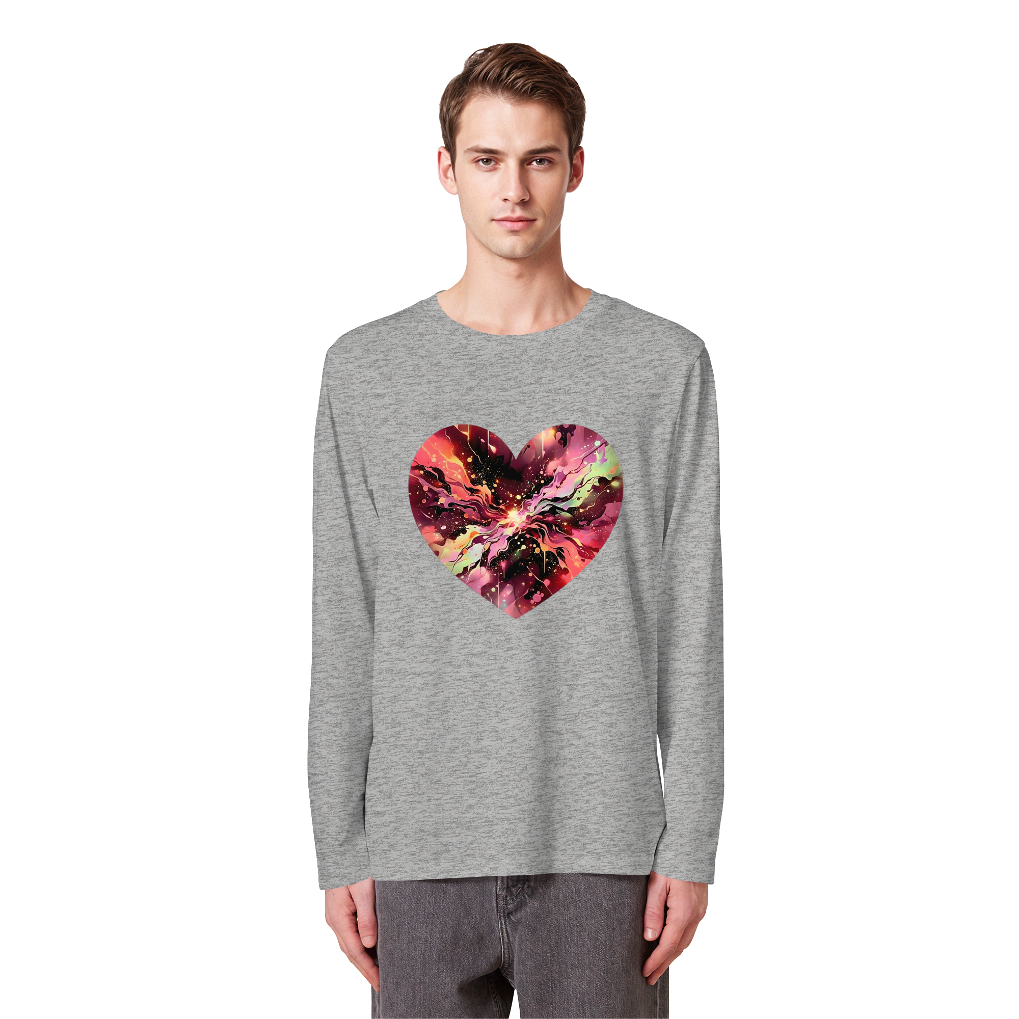 Cosmic Love Heart Sweatshirt 6 Colors S-3XL - Organic Longsleeve T-Shirt