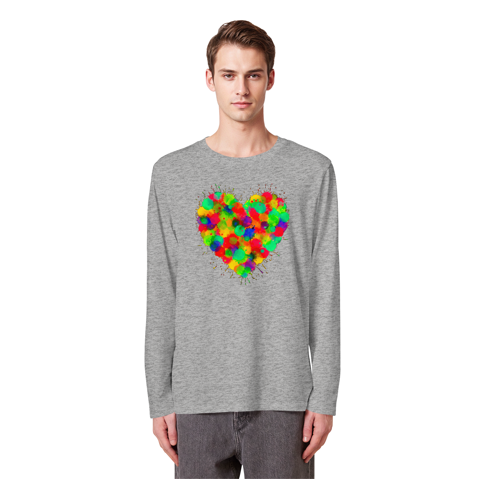 Regenbogen Farbspritzer Herz Sweatshirt Unisex 3 Farben S-3XL