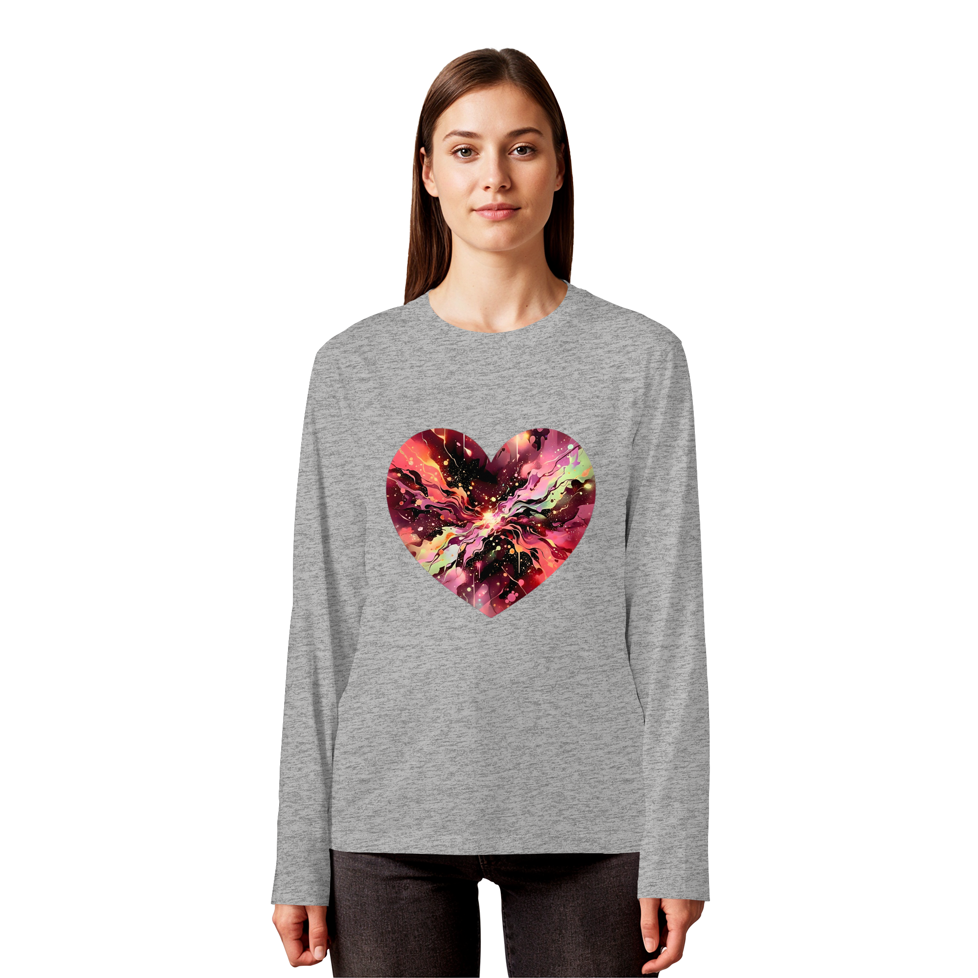 Cosmic Love Heart Sweatshirt 6 Colors S-3XL - Organic Longsleeve T-Shirt