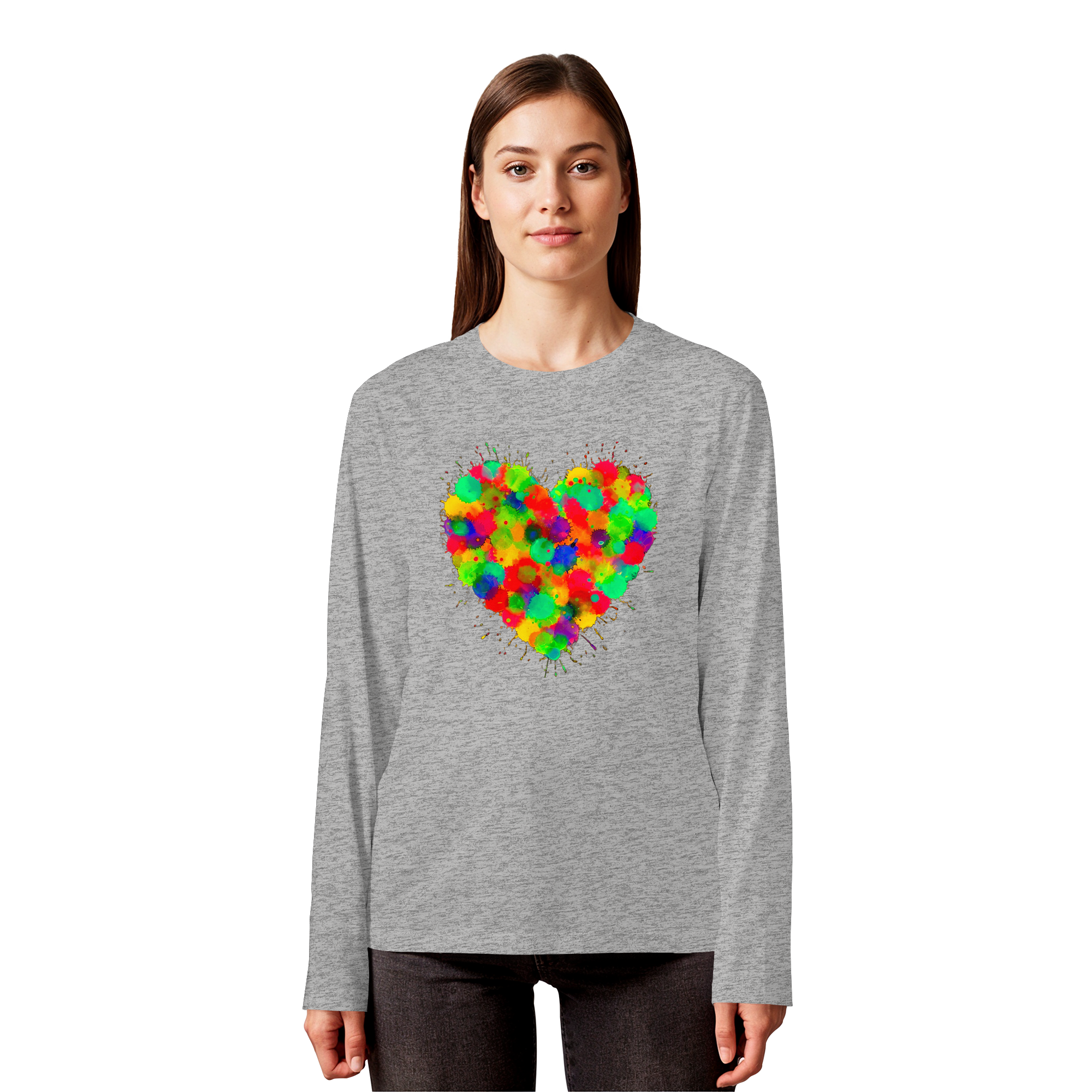 Regenbogen Farbspritzer Herz Sweatshirt Unisex 3 Farben S-3XL
