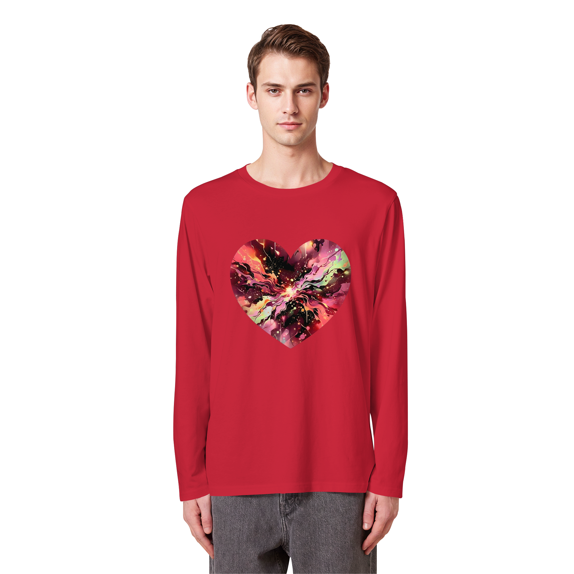 Cosmic Love Heart Sweatshirt 6 Colors S-3XL - Organic Longsleeve T-Shirt