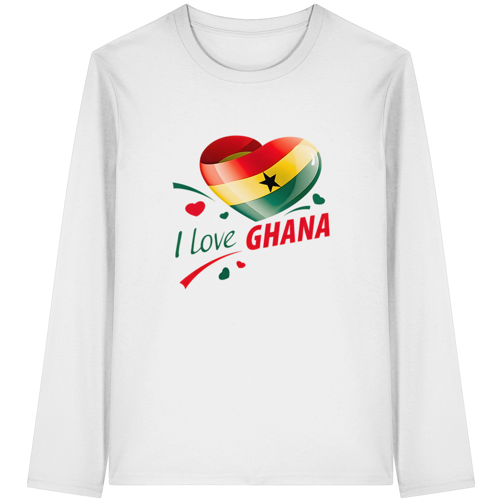 I Love Ghana Sweatshirt | Flag Heart Design | 4 Colors, Sizes S-5XL