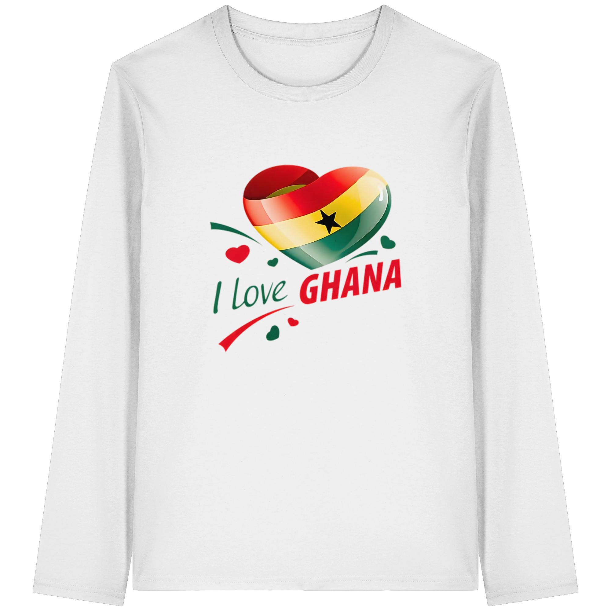 Ich liebe Ghana Sweatshirt | Flaggen-Herz-Design | 4 Farben, Größen S-5XL – Bio-Langarmshirt